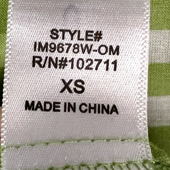 Olivia Moon Sz XS Button Up Long-Sleeve Shirt Green/White Checks 100% Cotton - Picture 9 of 12